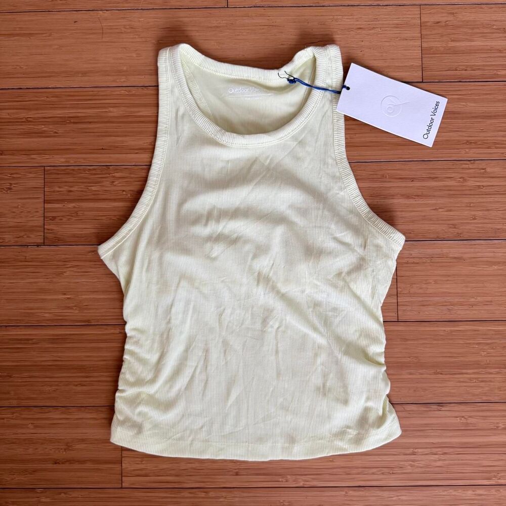 Outdoor Voices Rib Knit Tank XS Young Wheat Yellow Crop Top OV113W NWT
